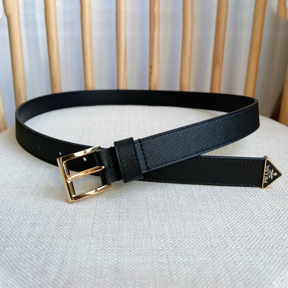 Pra*a Saffiano leather belt