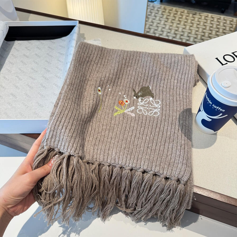 L0ew* Wool-Blend Knitted Bunny Scarf