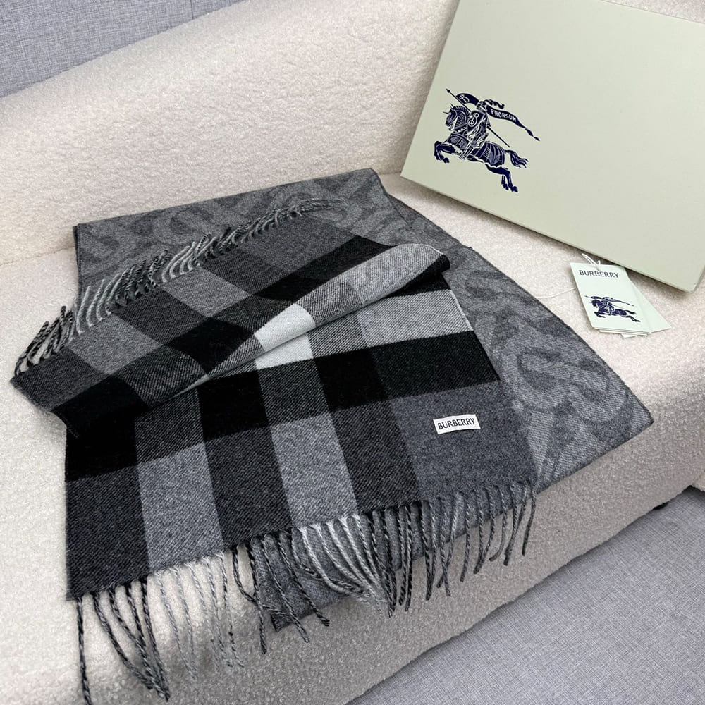 Bv*b*rry Reversible Check And Monogram Cashmere Scarf