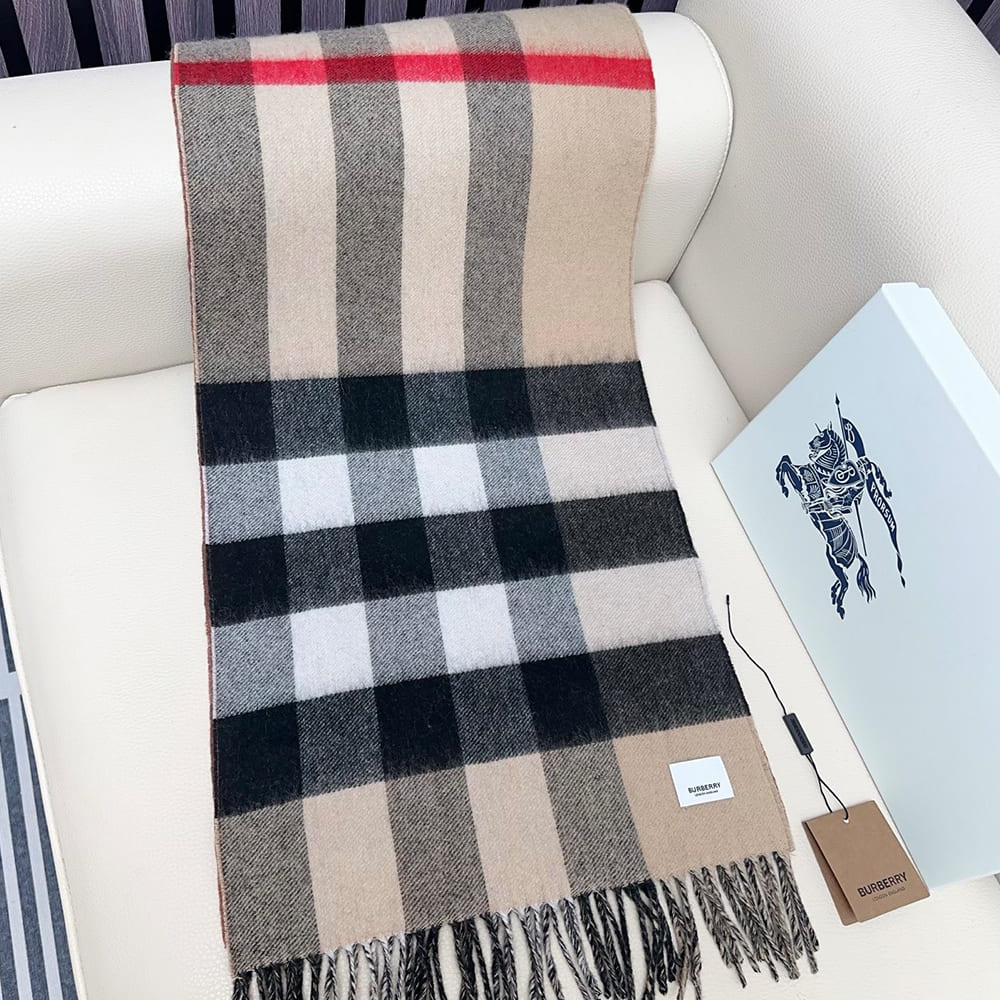 Bv*b*rry Reversible Check And Monogram Cashmere Scarf