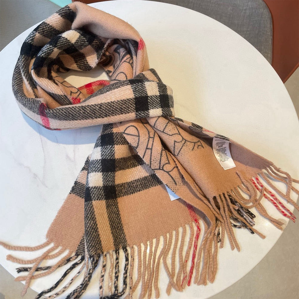 Bv*b*rry Reversible Check And Monogram Cashmere Scarf
