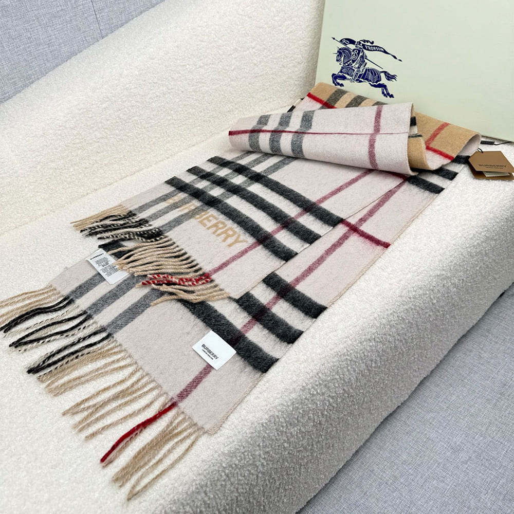 Bv*b*rry Contrast Check Cashmere Scarf