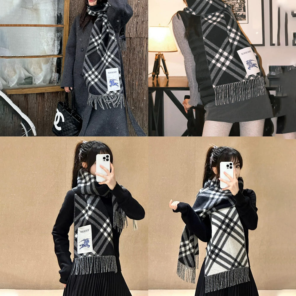 Bv*b*rry Check Cashmere Scarf