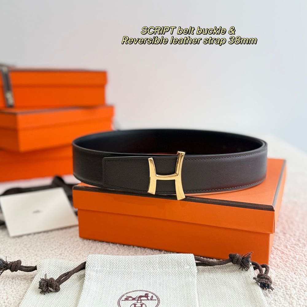 H**me5 Script belt buckle & Reversible leather strap 38 mm