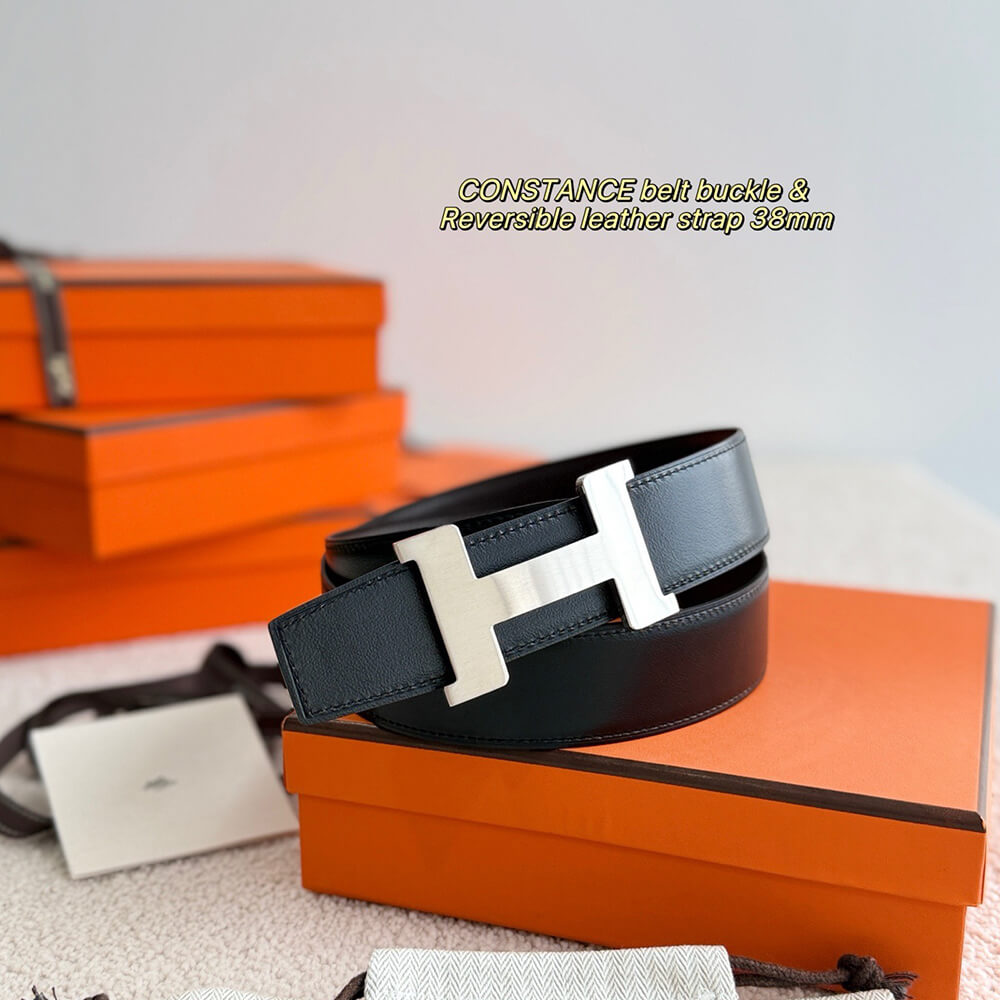 H**me5 Constance belt buckle & Reversible leather strap 38 mm