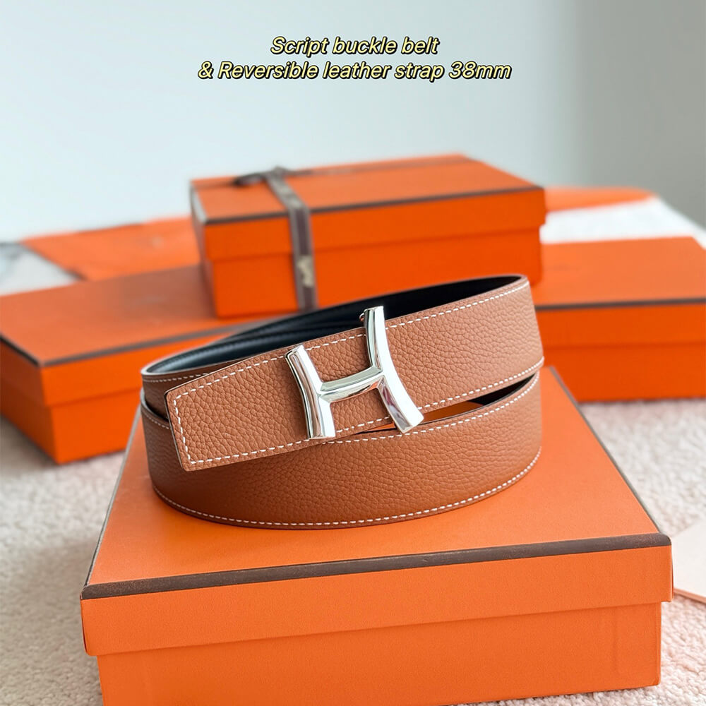 H**me5 Fibbia da cintura Script & Pelle reversibile per cintura 38 mm