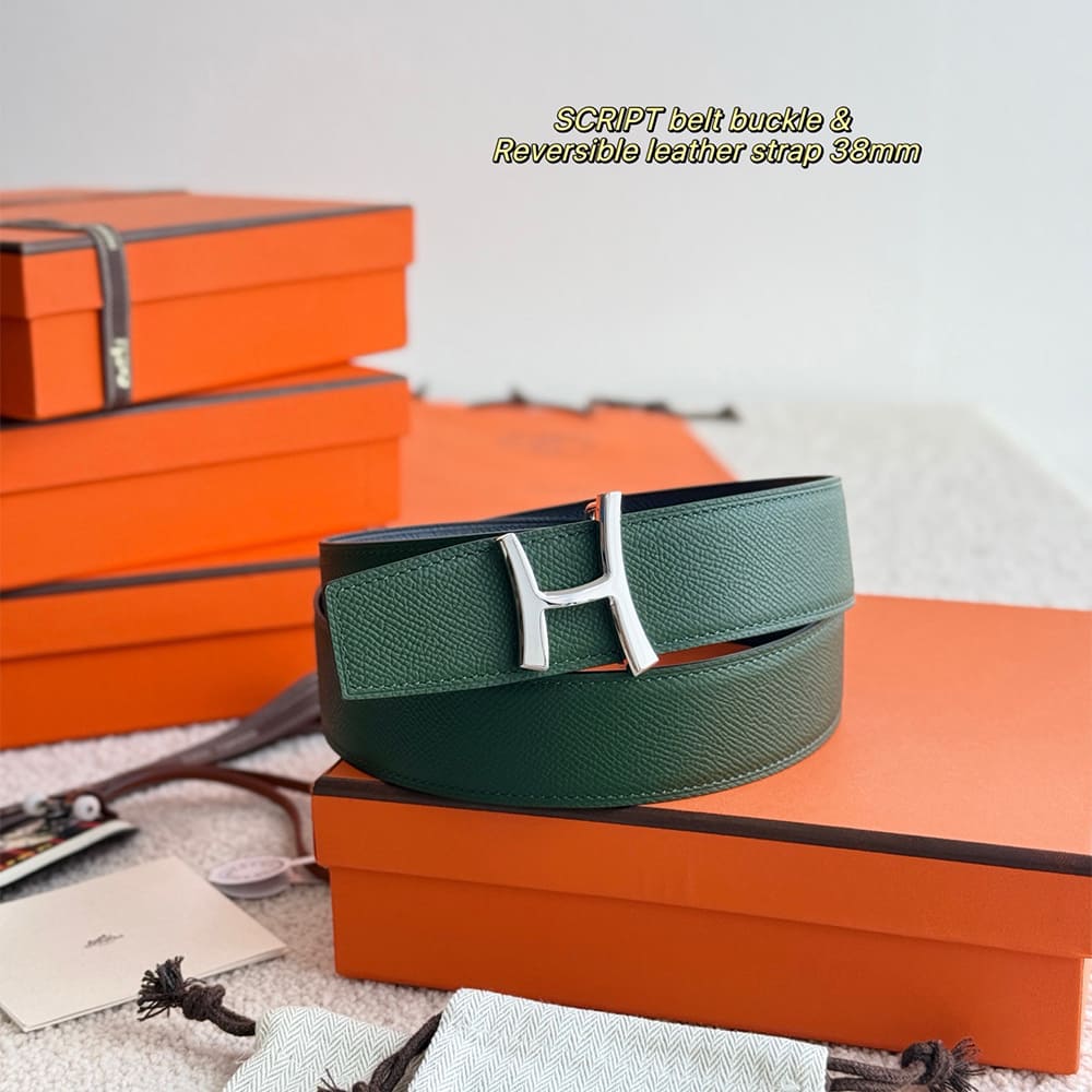 H**me5 Script belt buckle & Reversible leather strap 38 mm