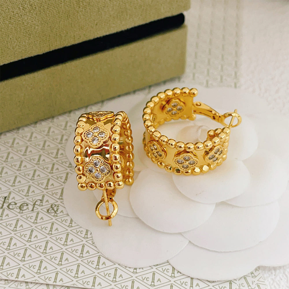 VCA Perl??e four-leaf clover hoop earrings