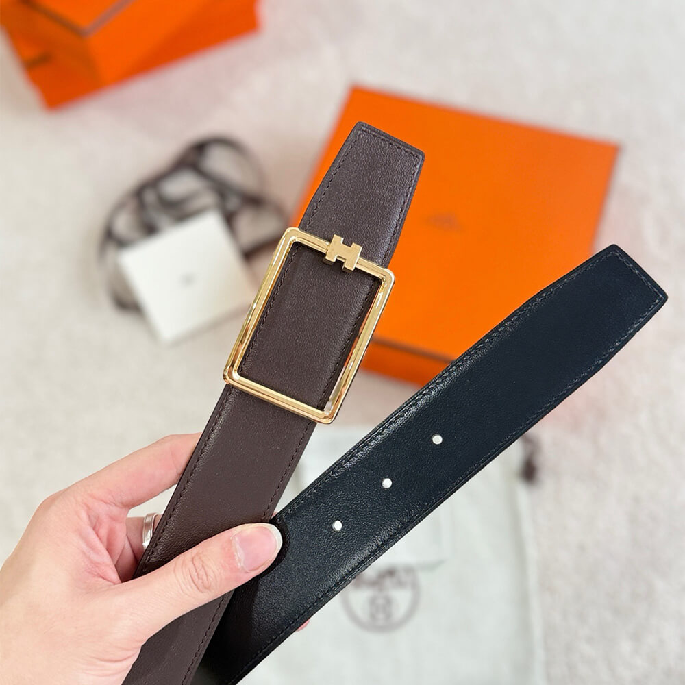 H**me5 Tube H belt buckle & Reversible leather strap 38 mm