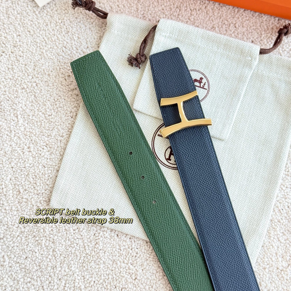 H**me5 Script belt buckle & Reversible leather strap 38 mm