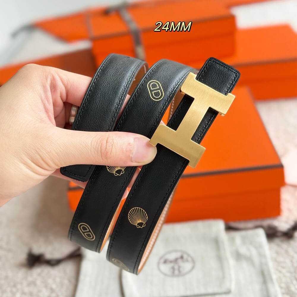 H**me5 Mini H belt buckle & H**me5 sur Mer reversible leather strap 24 mm