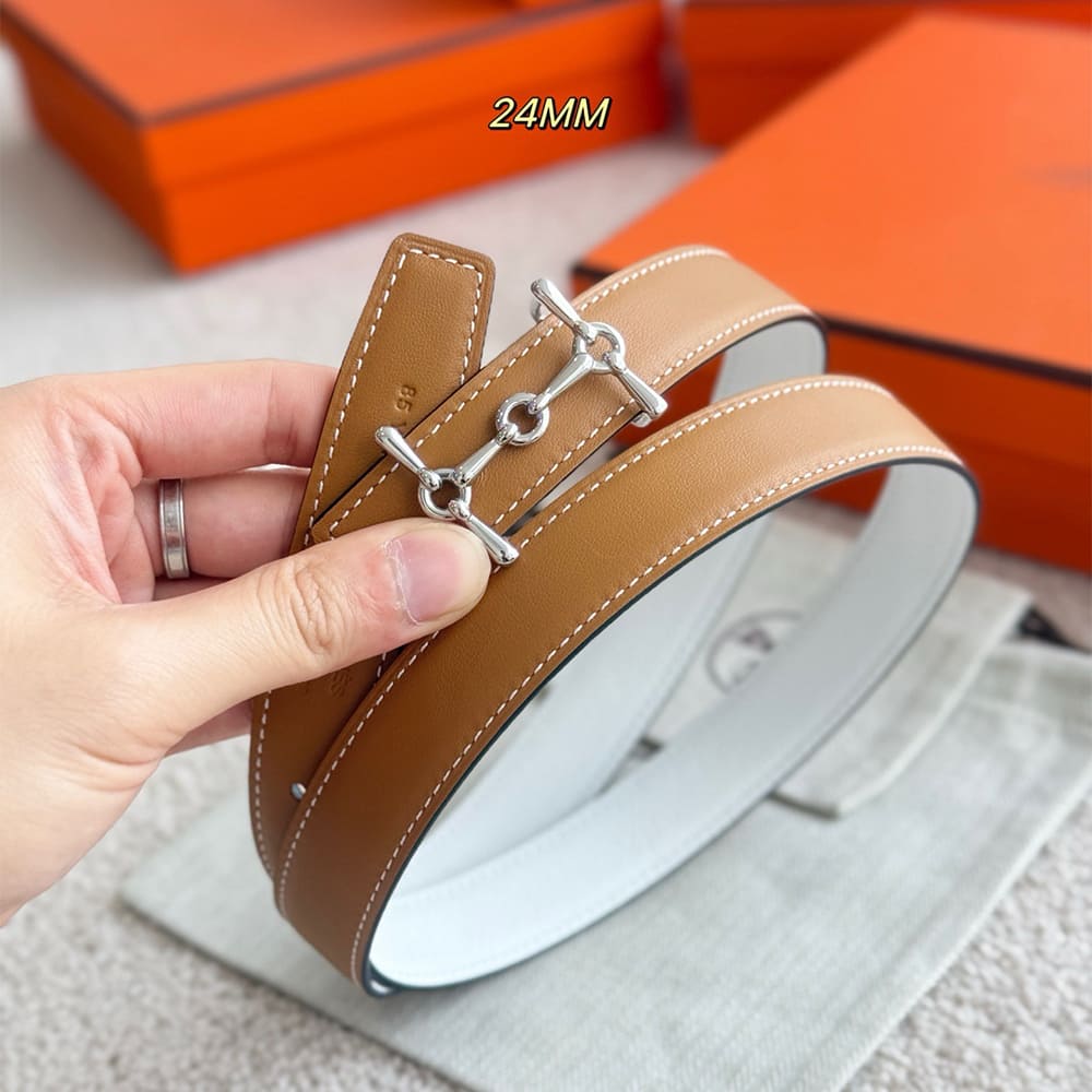 H**me5 H Equestre belt buckle & Reversible leather strap 24 mm