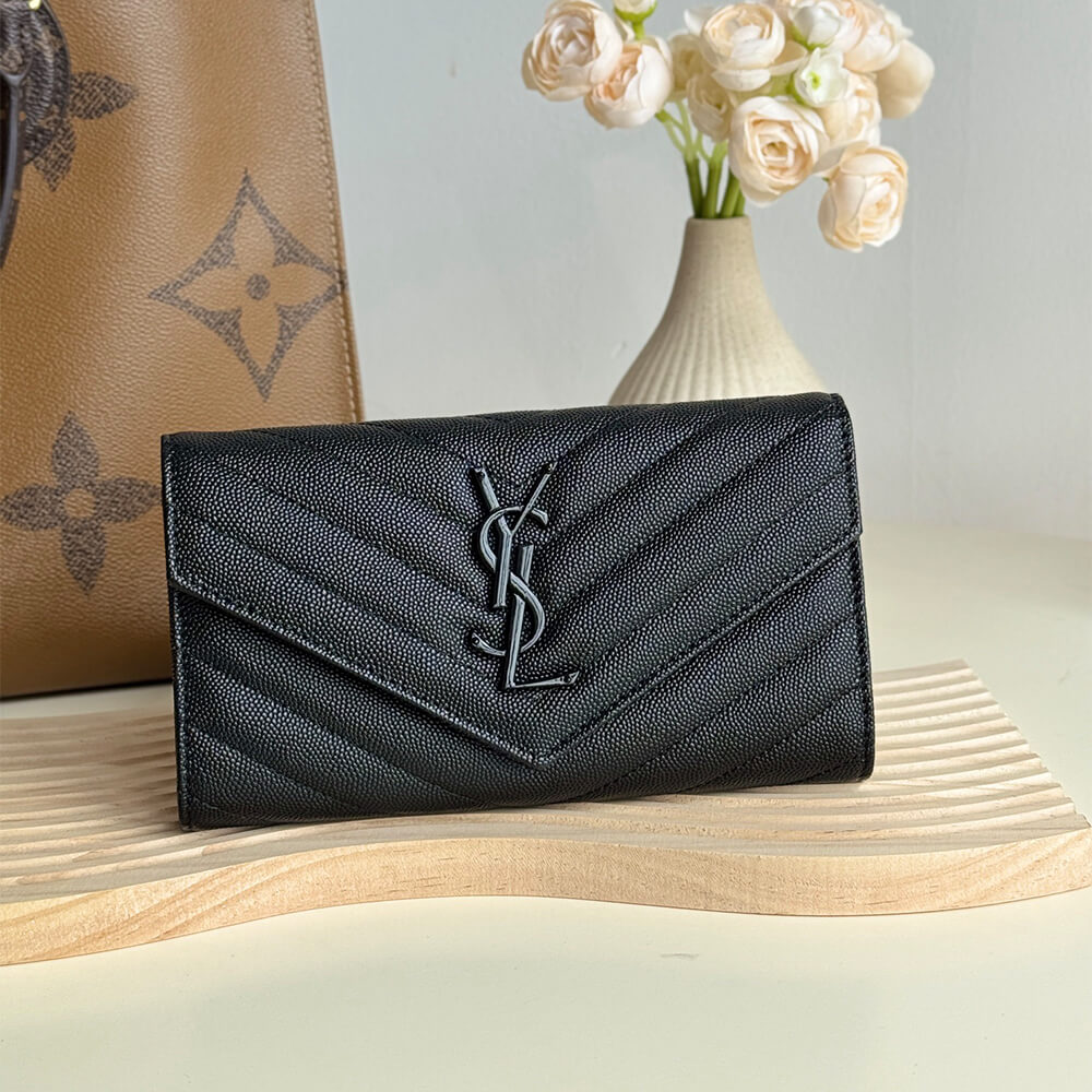 CASSANDRE MATELASS?? LARGE FLAP WALLET IN GRAIN DE POUDRE LEATHER(HIGH-END GRADE)