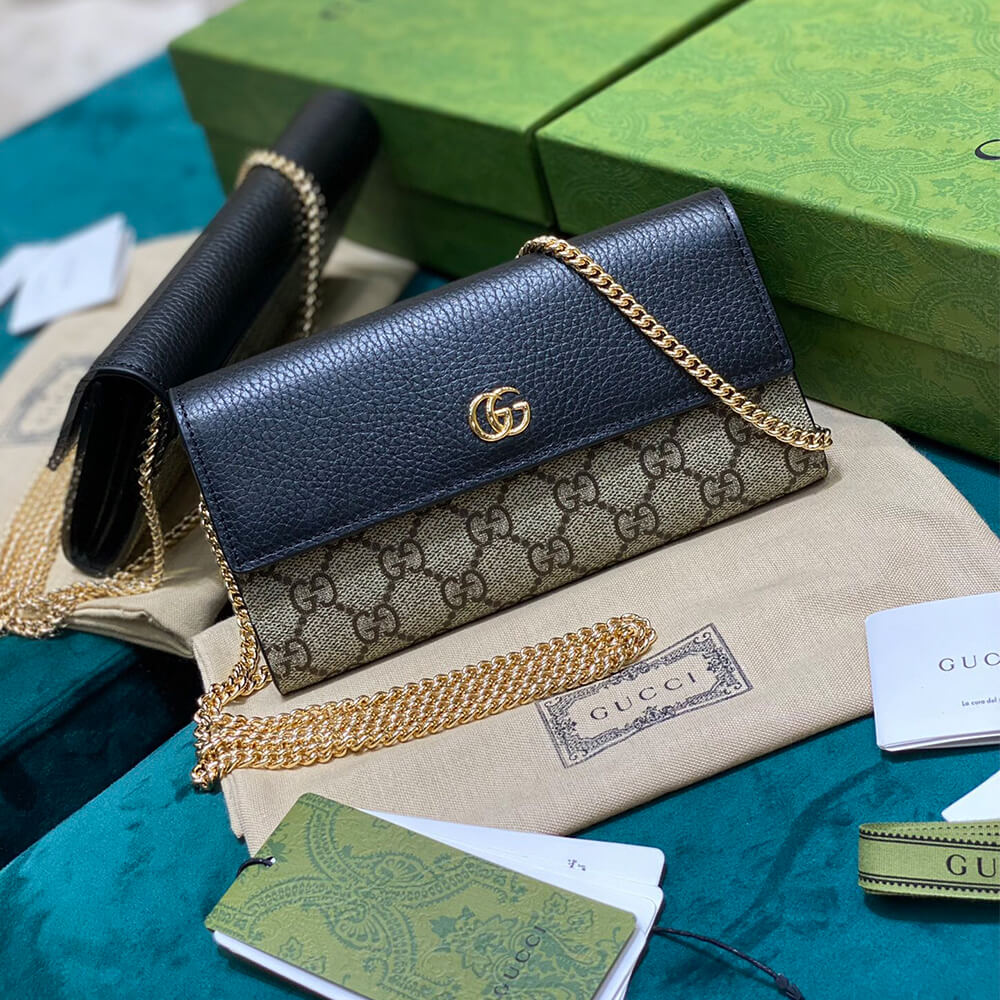 Bi-color GG Marmont wallet on chain(HIGH-END GRADE)