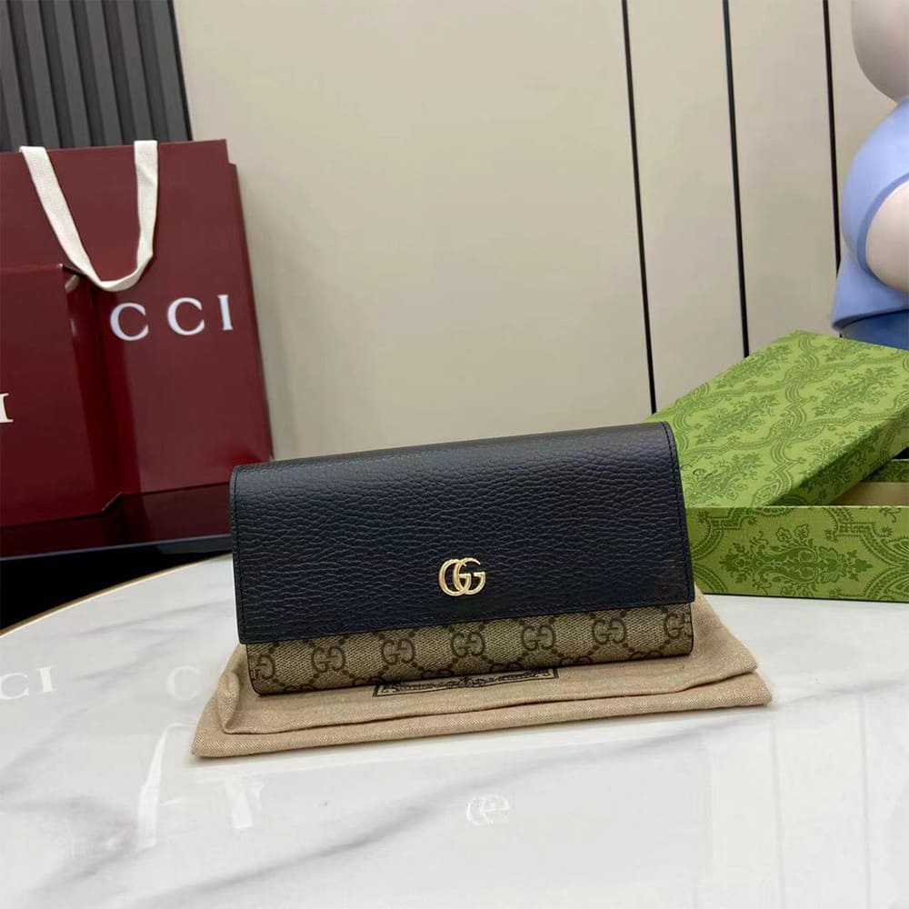 Bi-color GG Marmont continental wallet(HIGH-END GRADE)