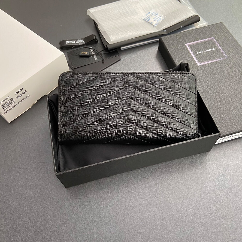 CASSANDRE MATELASS?? ZIP AROUND WALLET IN GRAIN DE POUDRE LEATHER(HIGH-END GRADE)