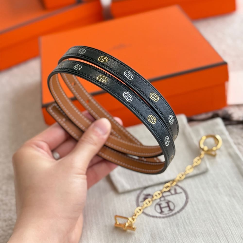 H**me5 Carrousel belt buckle & H**me5 sur Mer reversible leather strap 13 mm
