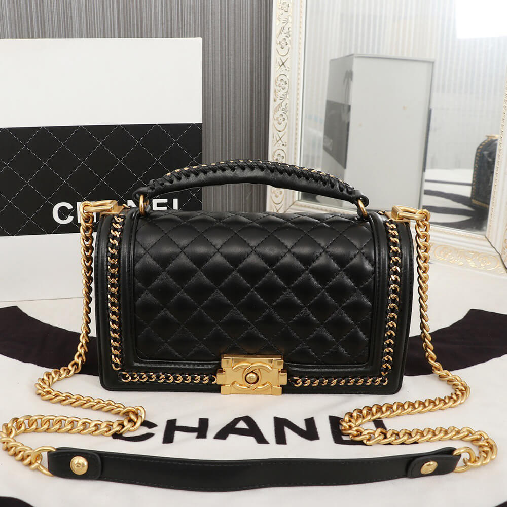 Ch**el Top Handle Boy Handbag(HIGH-END GRADE)