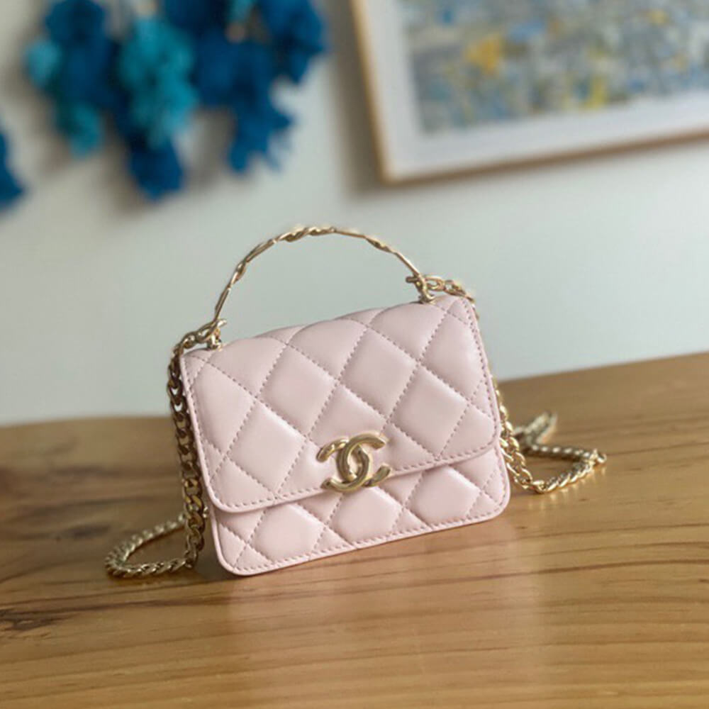 Ch**el mini flap with top handle(HIGH-END GRADE)