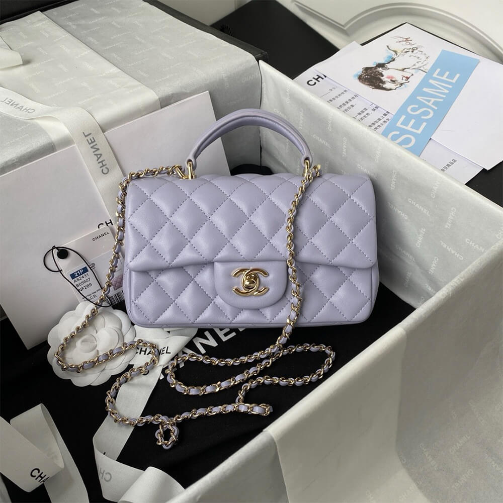 Ch**el Mini Classic Handbag With Top Handle