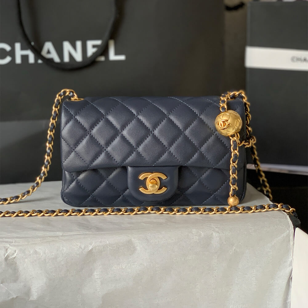 Ch**el Pearl Crush Mini Rectangular Flap