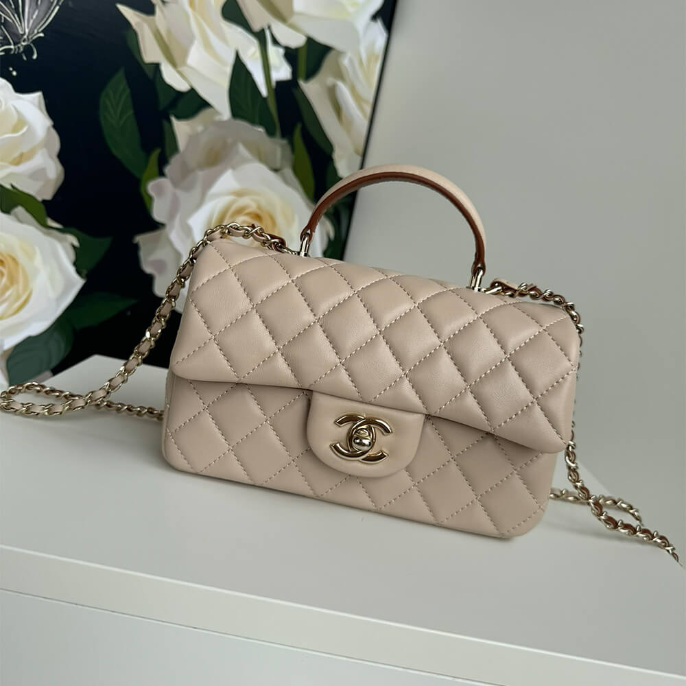 Ch**el Mini Classic Handbag With Top Handle