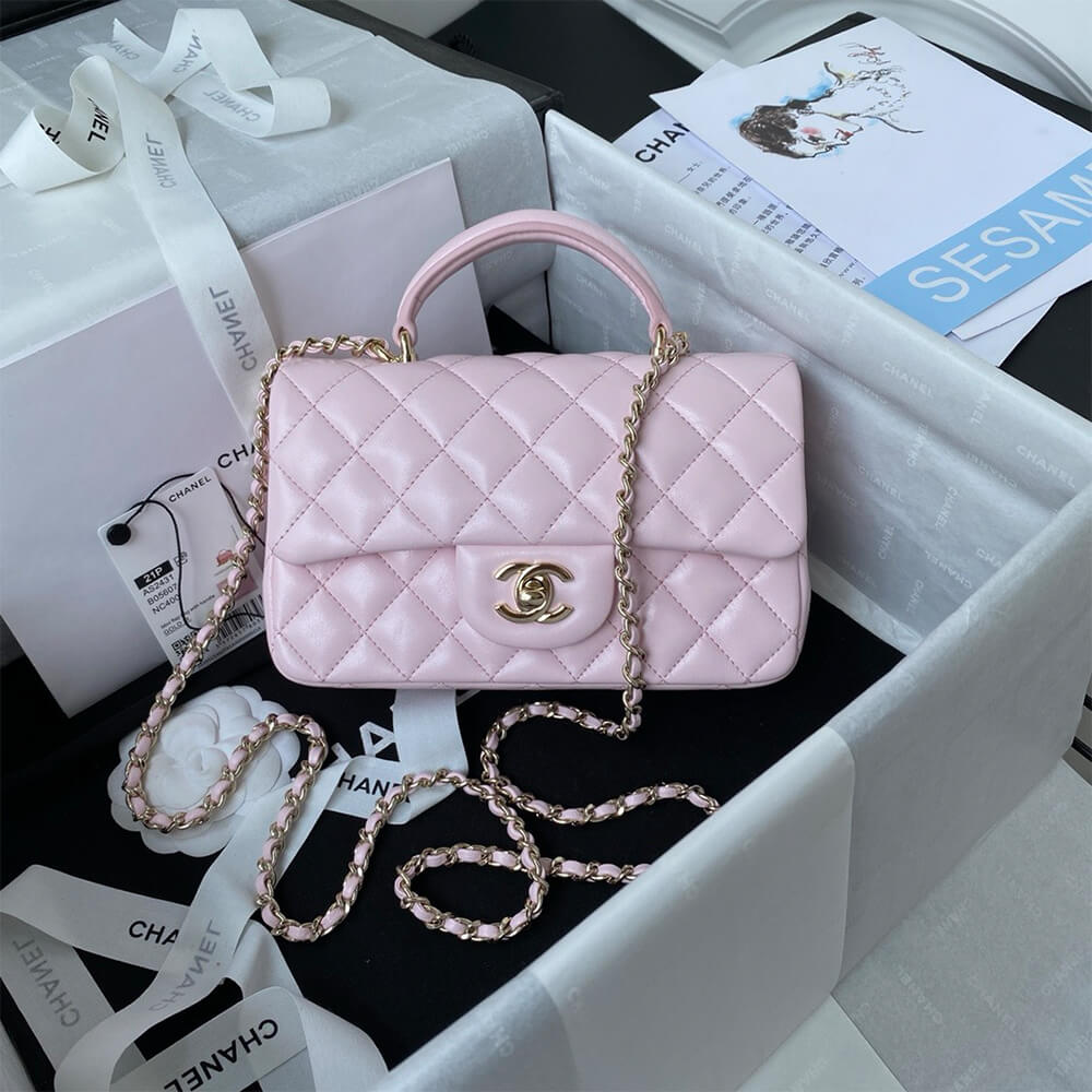 Ch**el Mini Classic Handbag With Top Handle