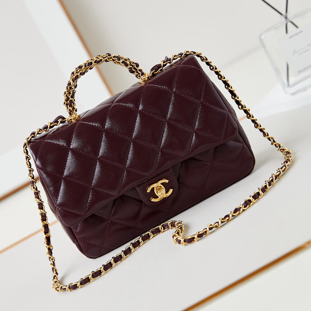 Ch**el Flap Bag with Top Handle(HIGH-END GRADE)
