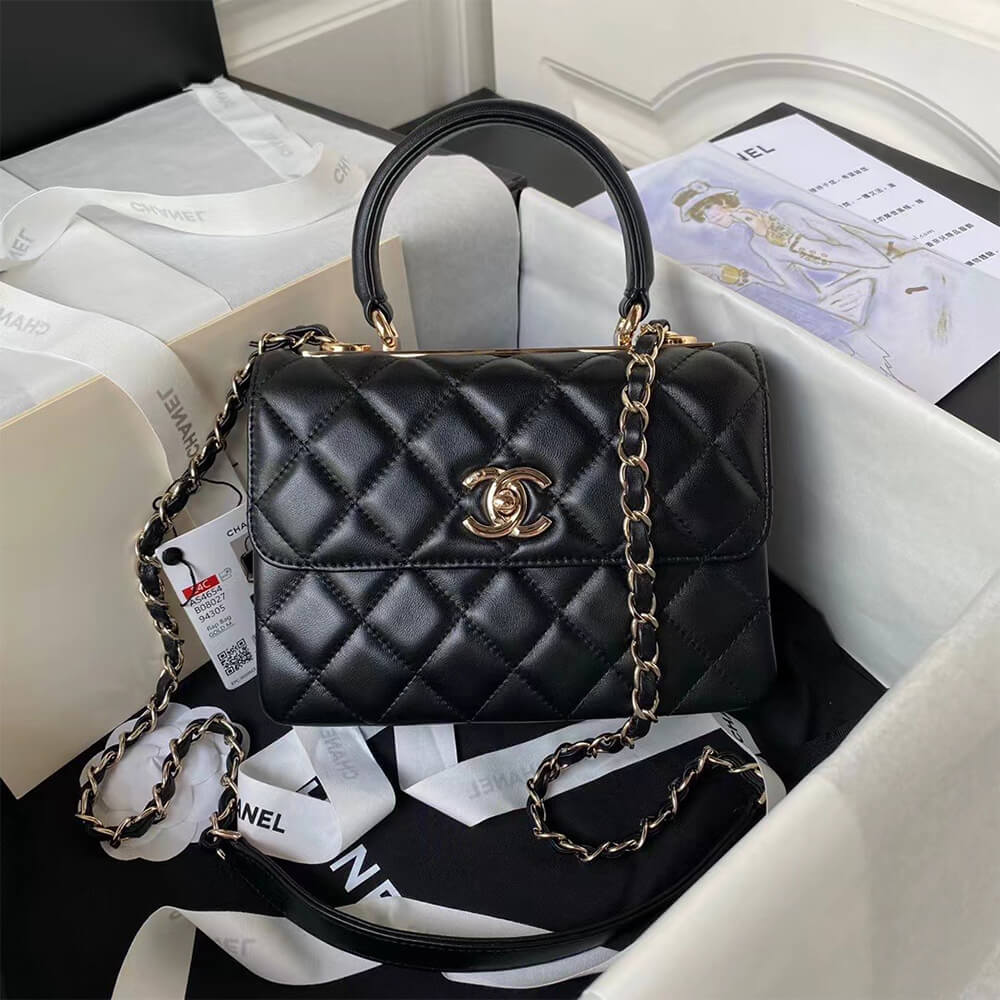 Ch**el Mini Flap Bag with Top Handle(HIGH-END GRADE)