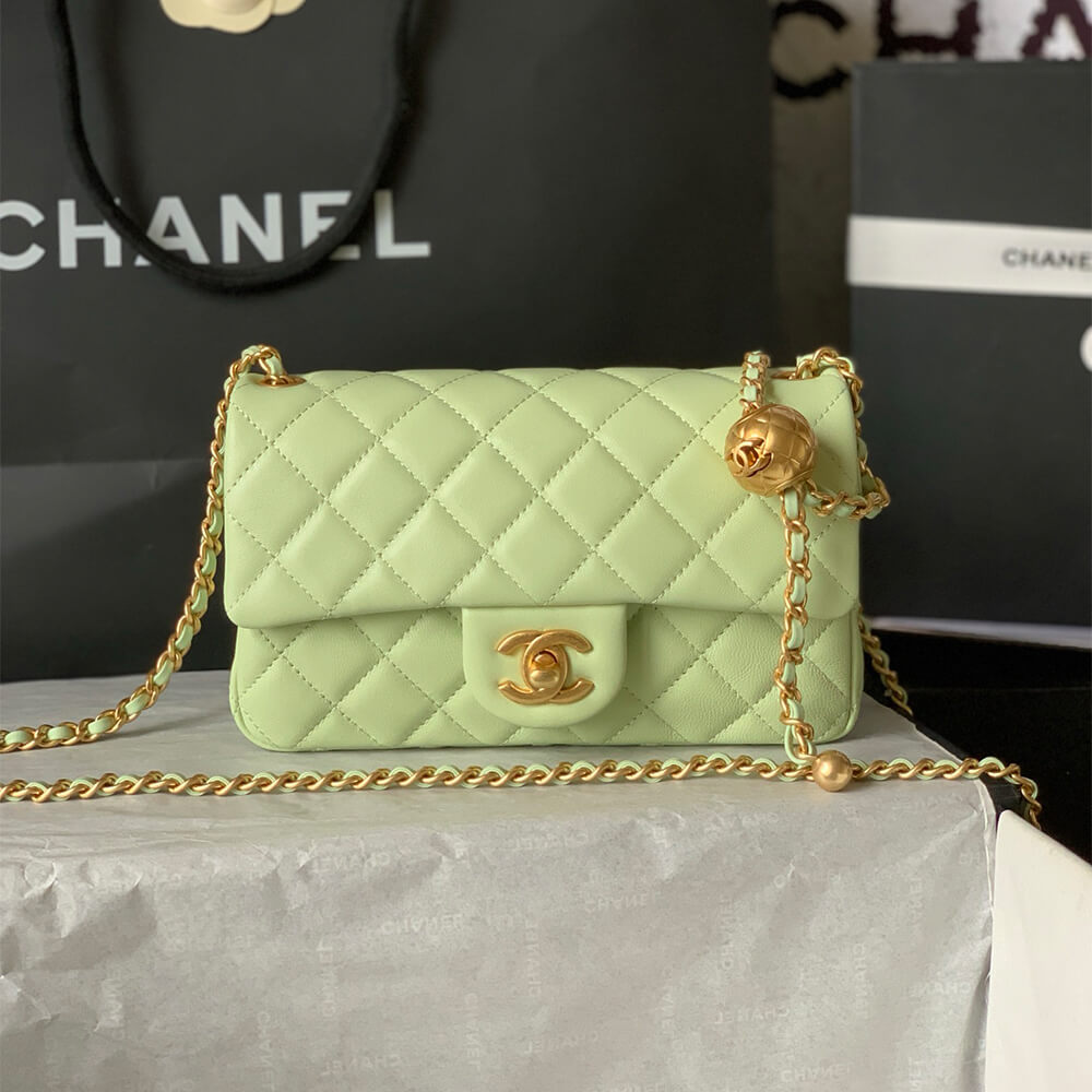Ch**el Pearl Crush Mini Rectangular Flap