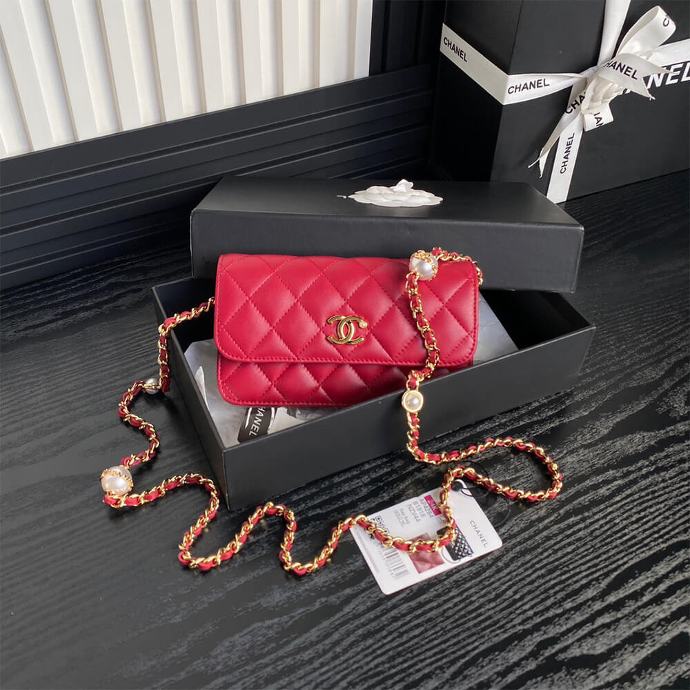 Ch**el Flap Phone Holder with Chain(HIGH-END GRADE)