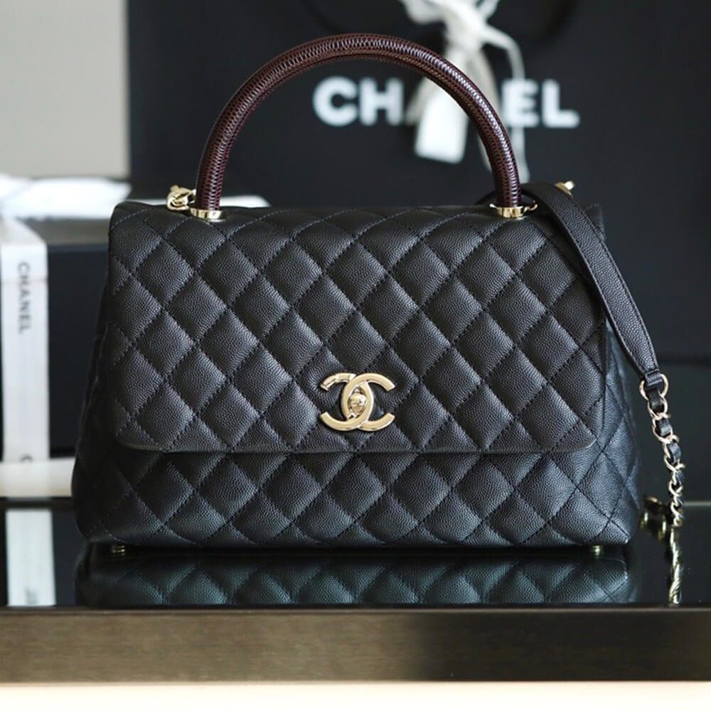 Ch**el LARGE FLAP BAG WITH TOP HANDLE(high-end grade)