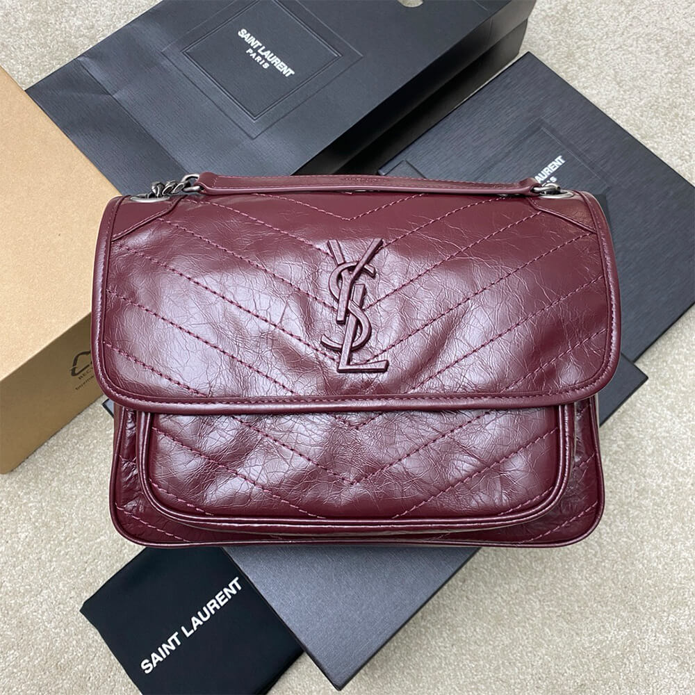 Sa1nt Lau*nt NIKI MEDIUM IN CRINKLED VINTAGE LEATHER