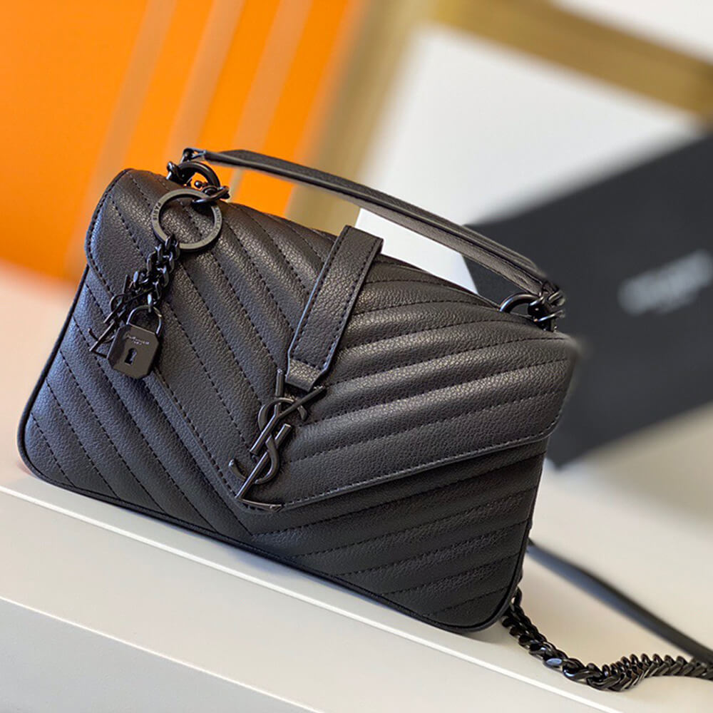 Sa1nt Lau*nt College quilted-leather satchel bag