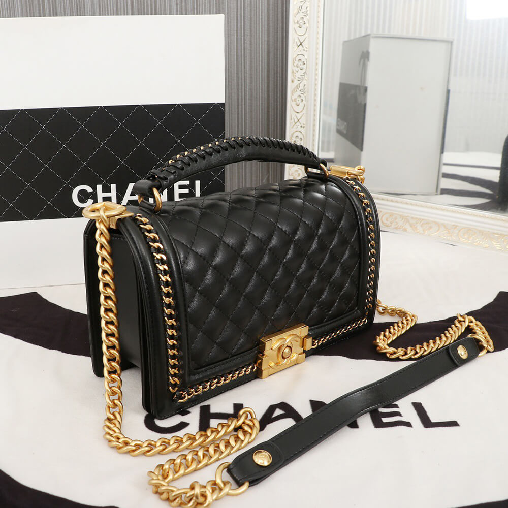 Ch**el Top Handle Boy Handbag(HIGH-END GRADE)