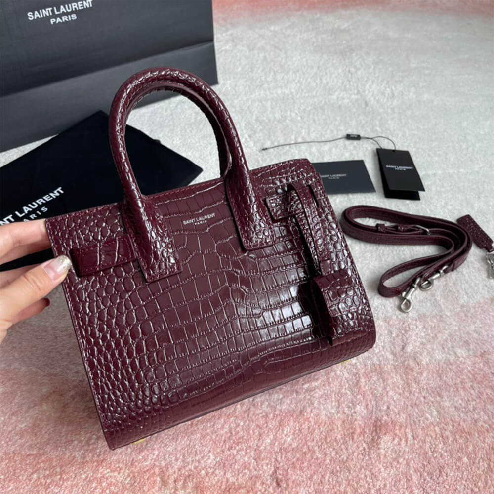 Y51 SAC DE JOUR NANO IN EMBOSSED CROCODILE SHINY LEATHER