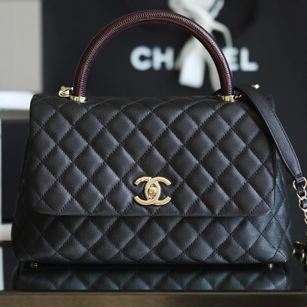Ch**el LARGE FLAP BAG WITH TOP HANDLE(high-end grade)
