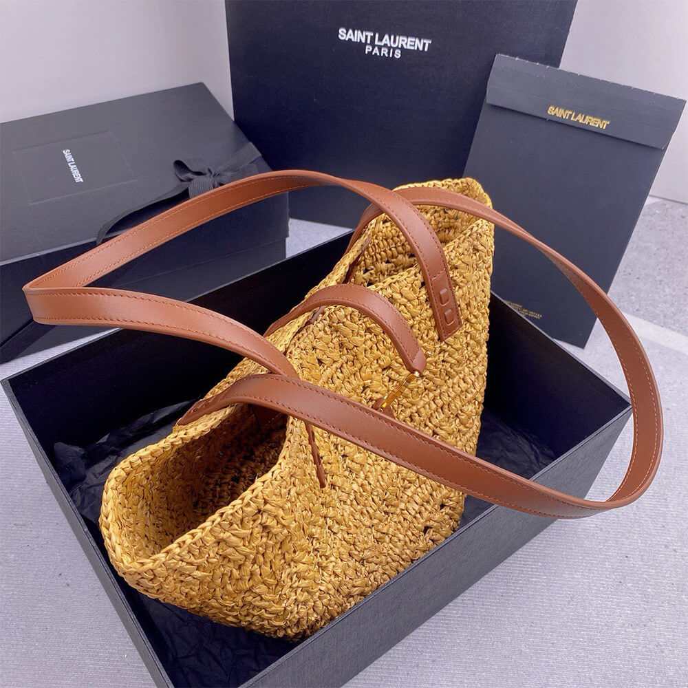 Y51 Medium Panier Raffia Bag In Brown
