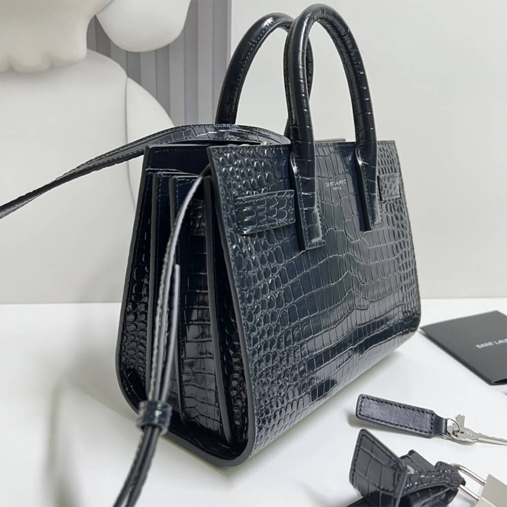 Y51 SAC DE JOUR NANO IN EMBOSSED CROCODILE SHINY LEATHER