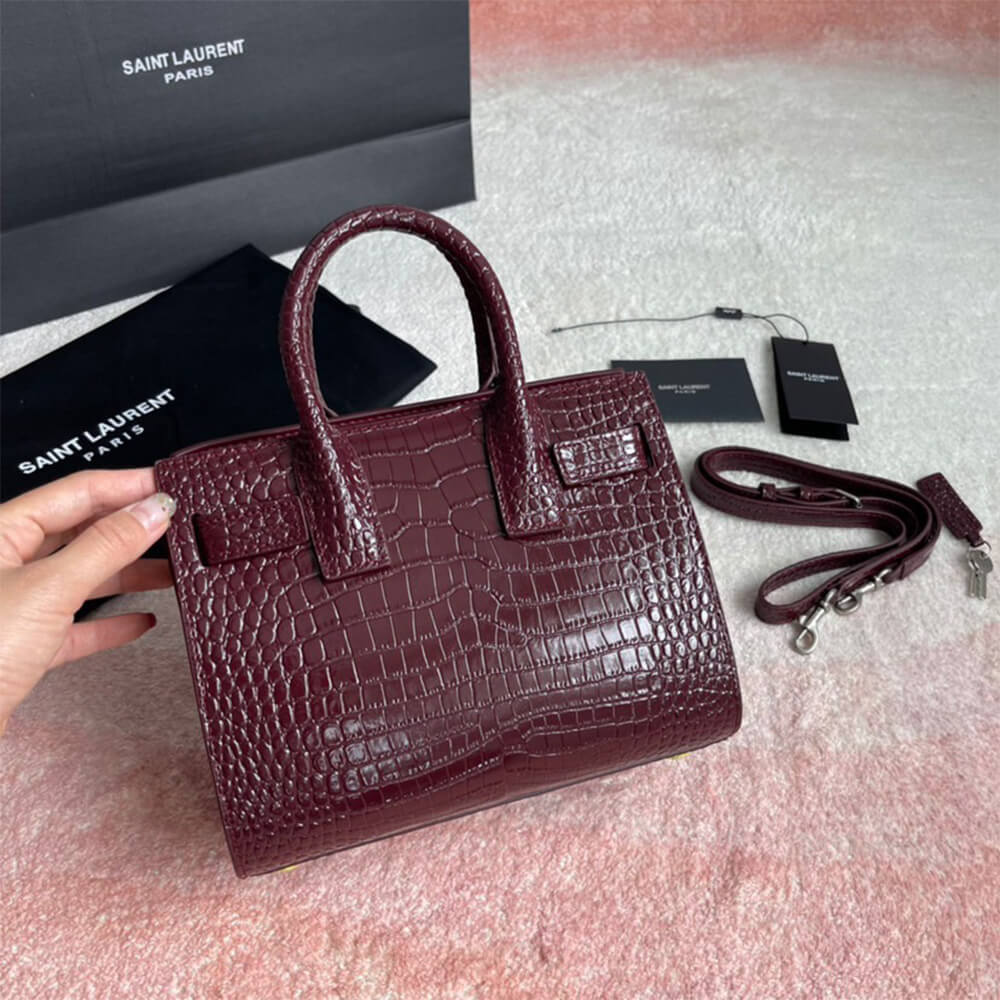Y51 SAC DE JOUR NANO IN EMBOSSED CROCODILE SHINY LEATHER