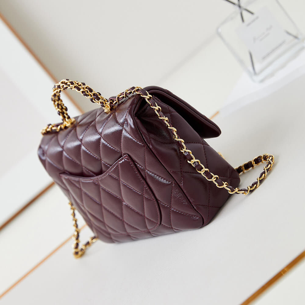 Ch**el Flap Bag with Top Handle(HIGH-END GRADE)