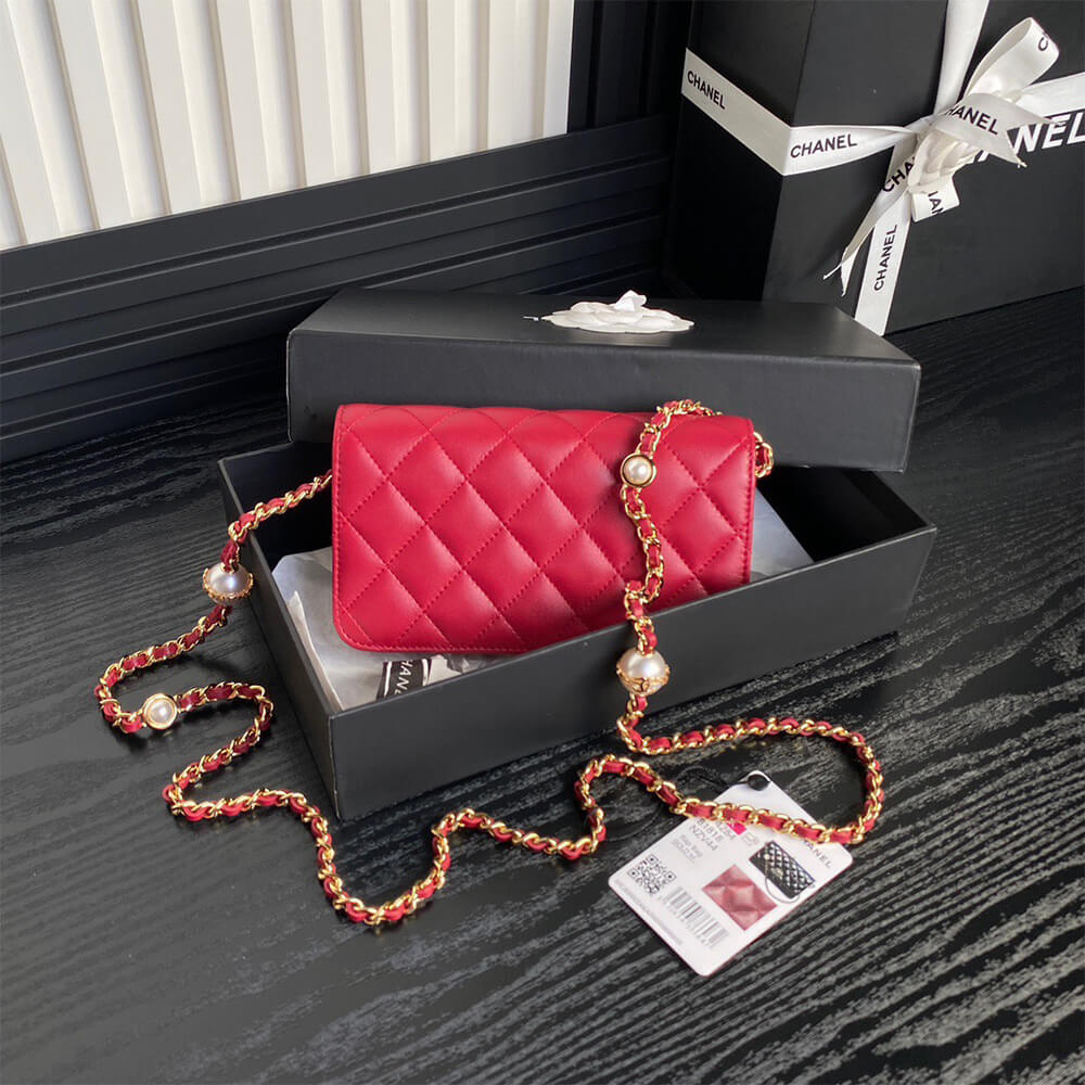 Ch**el Flap Phone Holder with Chain(HIGH-END GRADE)