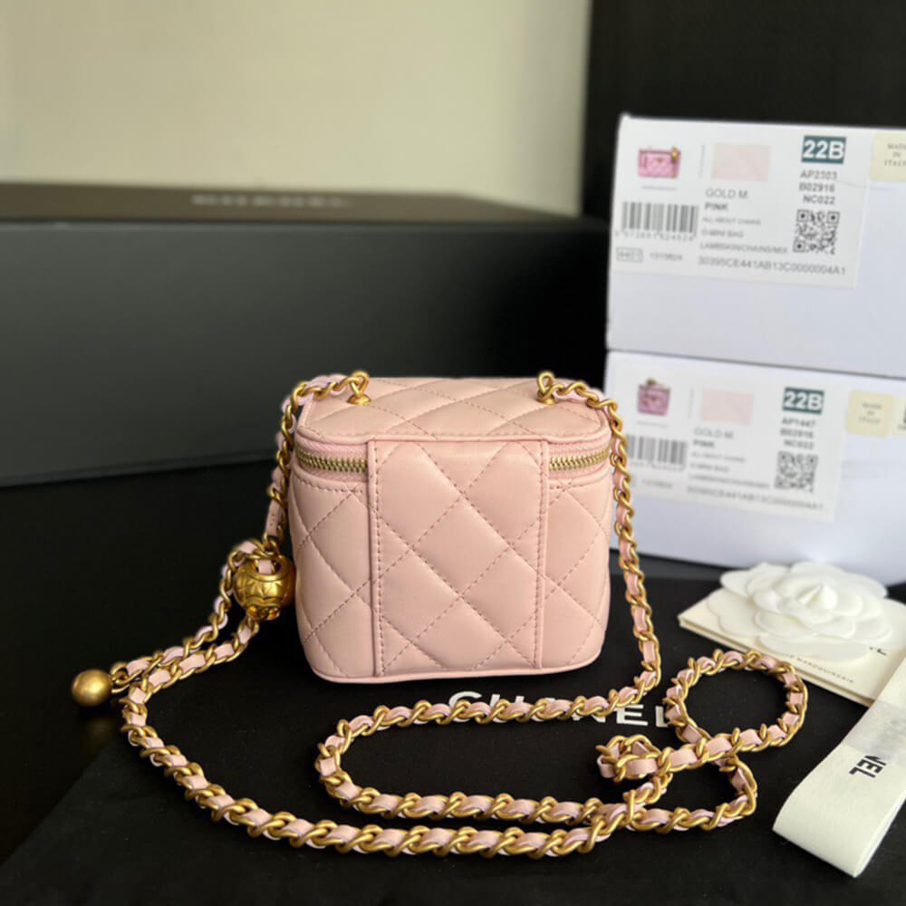 Ch**el Quilted Pearl Crush Mini Vanity Case