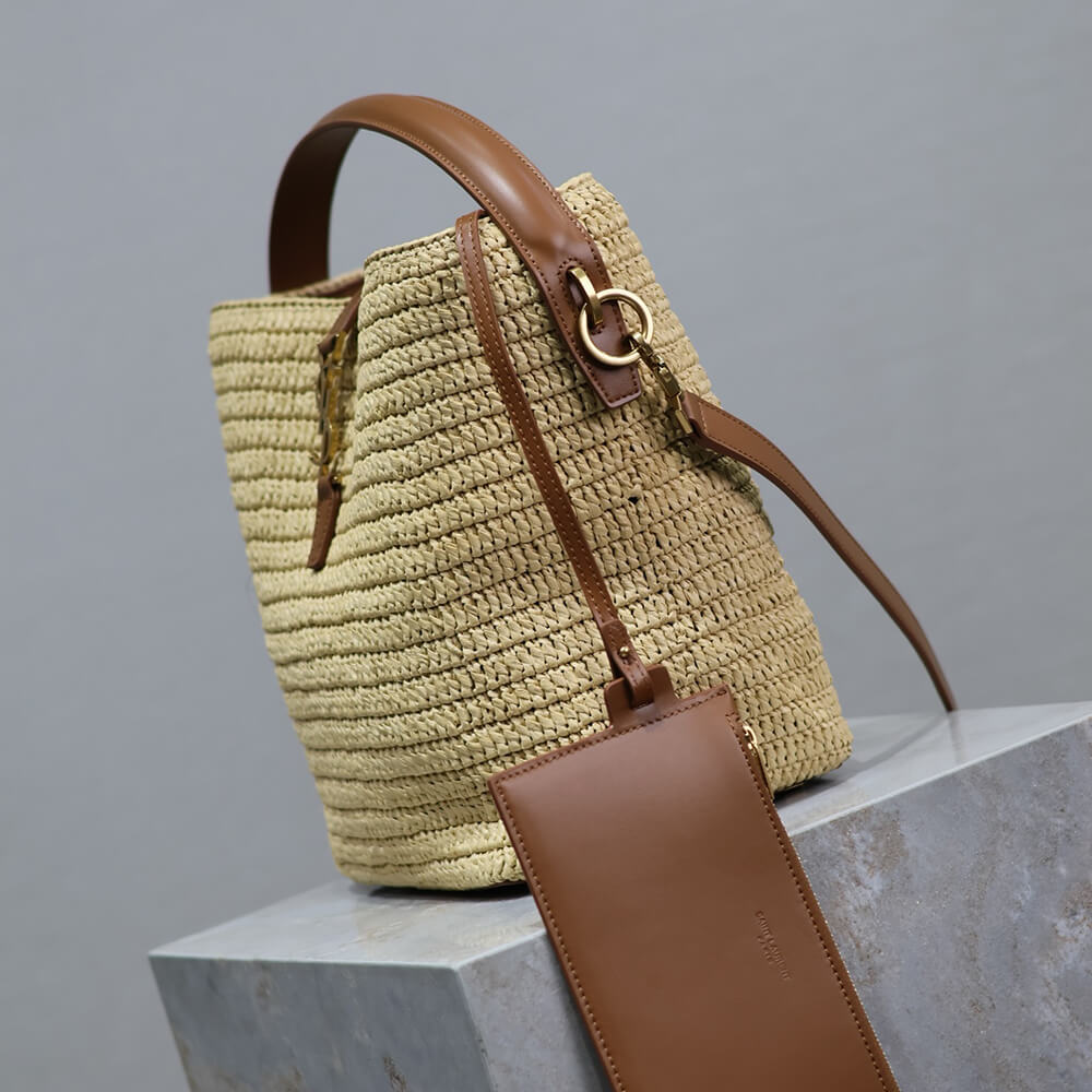 Y51 LE 37 IN WOVEN RAFFIA AND VEGETABLE-TANNED LEATHER(HIGH-END GRADE)