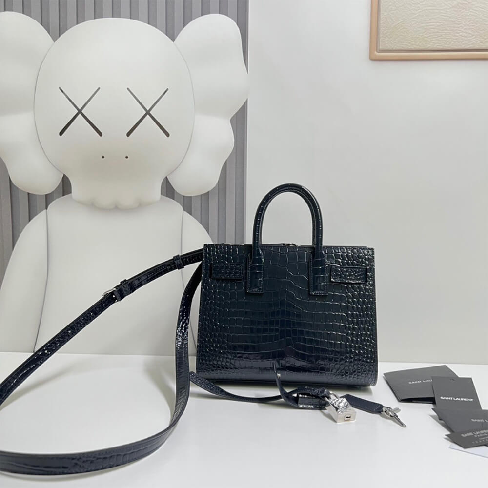Y51 SAC DE JOUR NANO IN EMBOSSED CROCODILE SHINY LEATHER