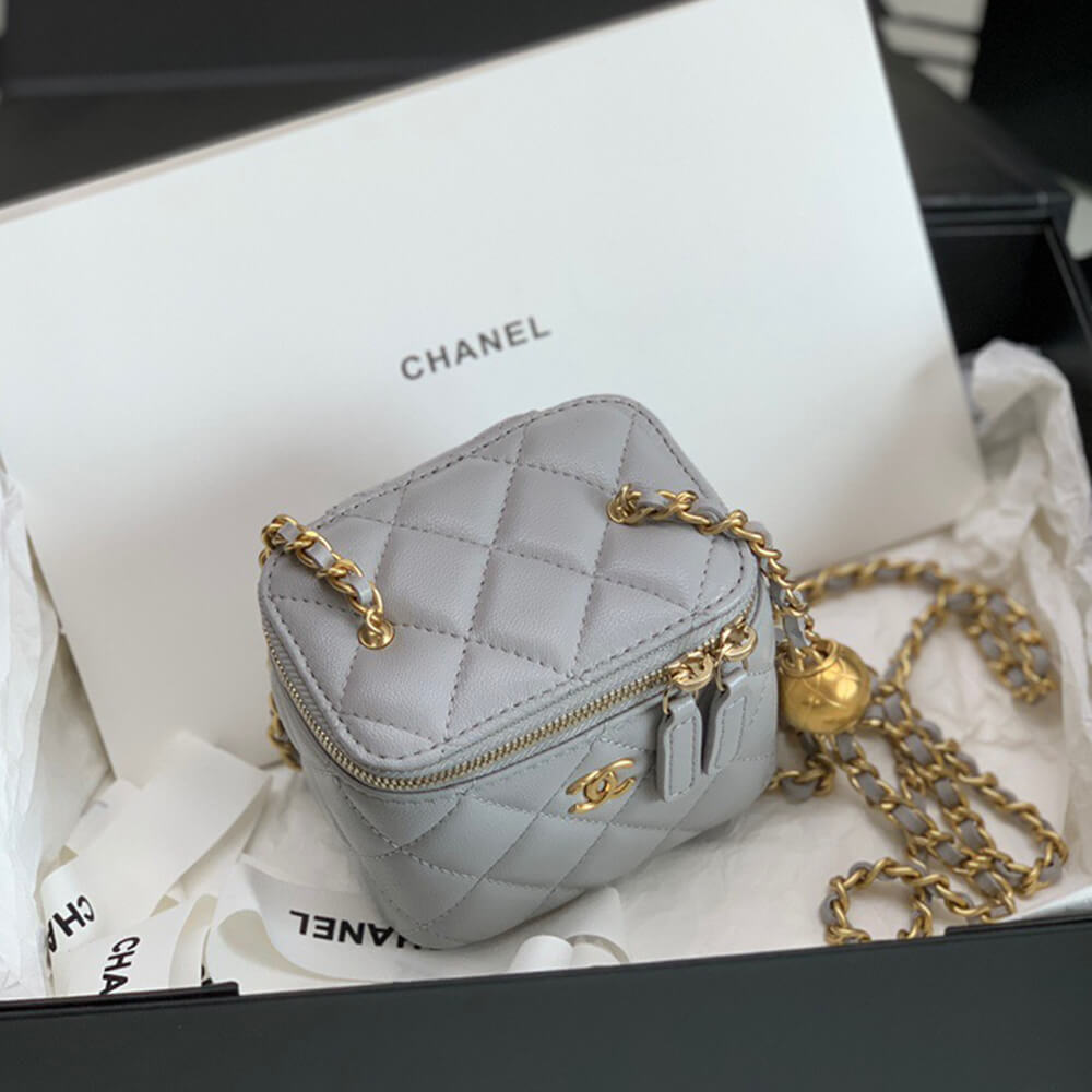 Ch**el Quilted Pearl Crush Mini Vanity Case
