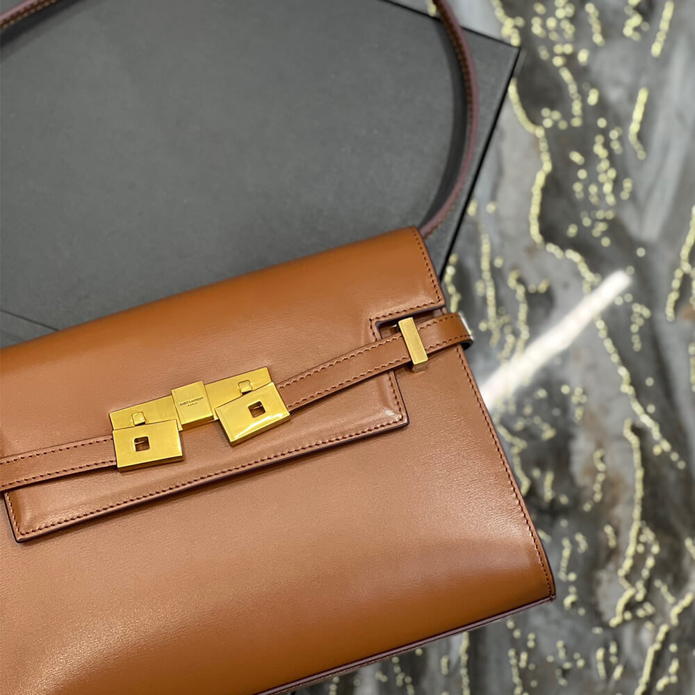 MANHATTAN SMALL SHOULDER BAG IN BOX Sa1nt Lau*nt LEATHER