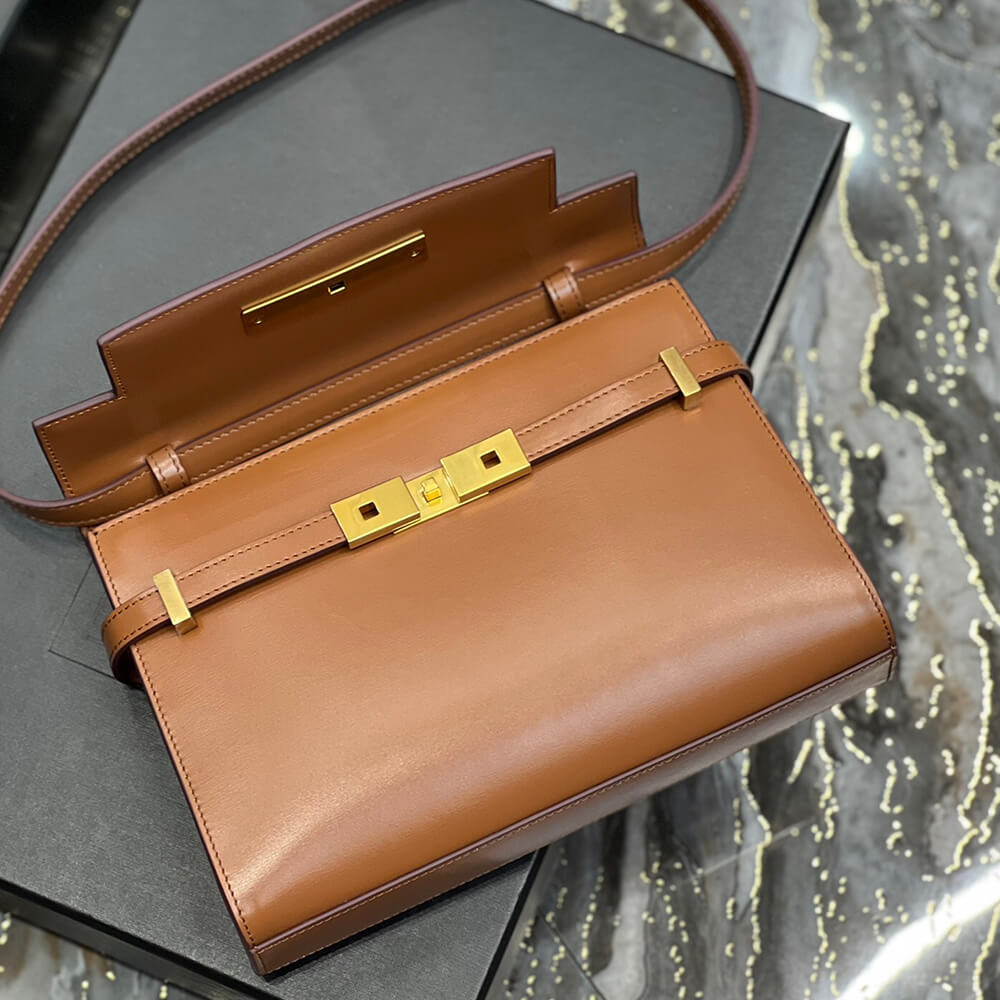 MANHATTAN SMALL SHOULDER BAG IN BOX Sa1nt Lau*nt LEATHER