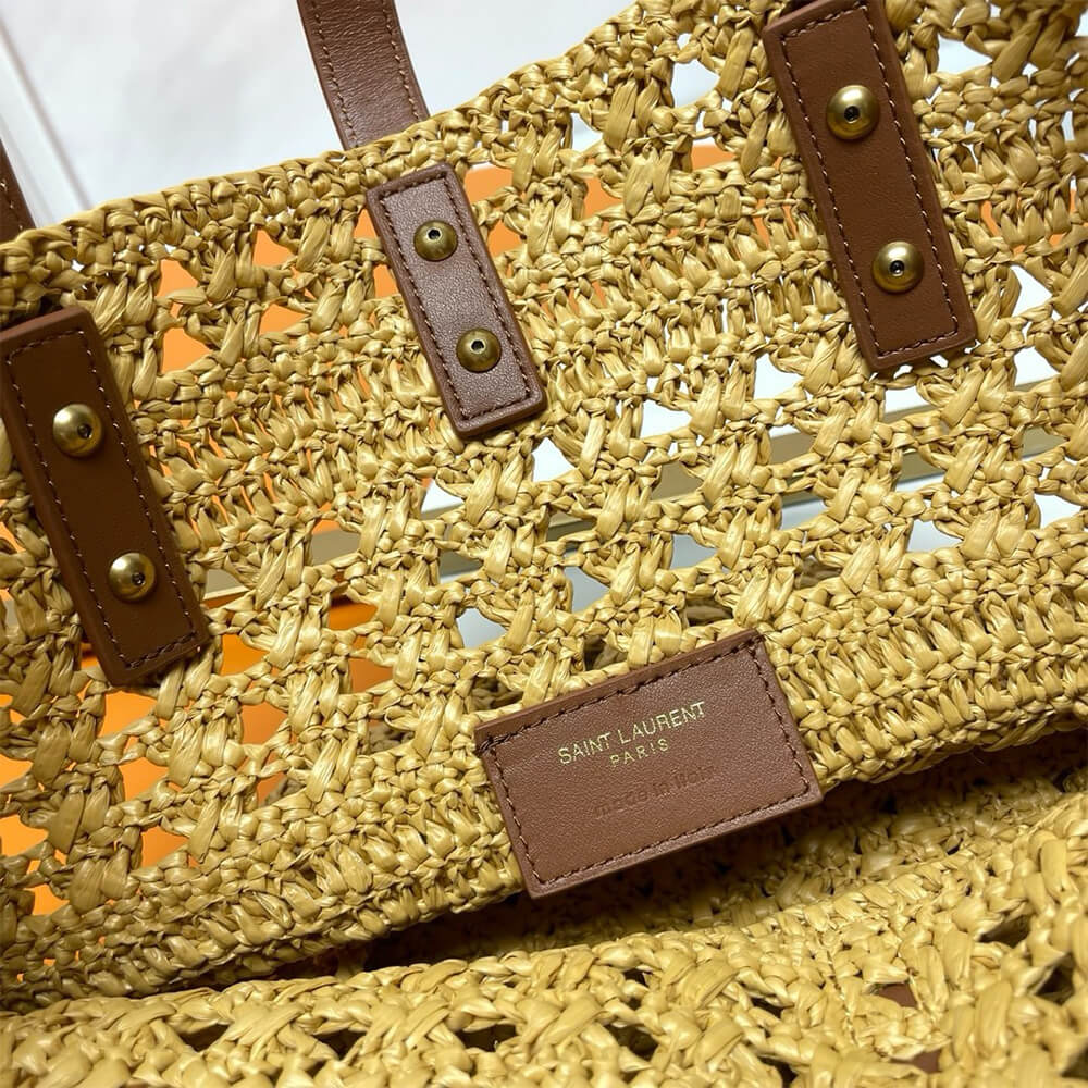 Y51 Small Panier Raffia Bag In Brown