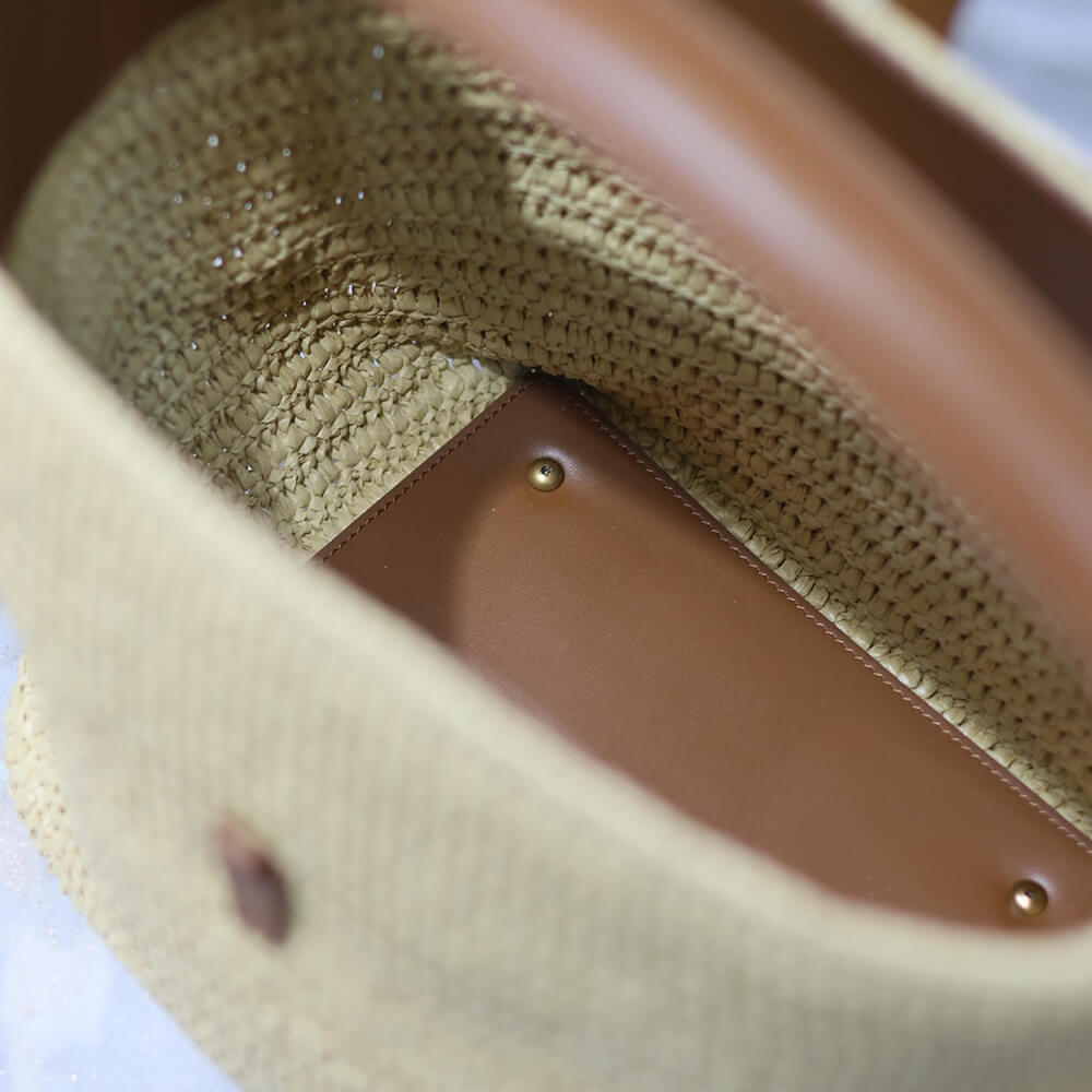 Y51 LE 37 IN WOVEN RAFFIA AND VEGETABLE-TANNED LEATHER(HIGH-END GRADE)